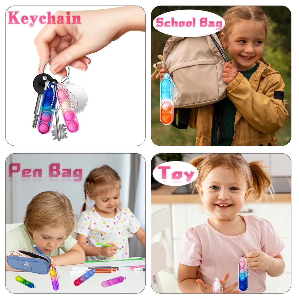 Tiusue 72 Pcs Kids Party Favors Pop Fidget Keychains – Mini Fidget Toys Bulk for Goodie Bags & Classroom Prizes