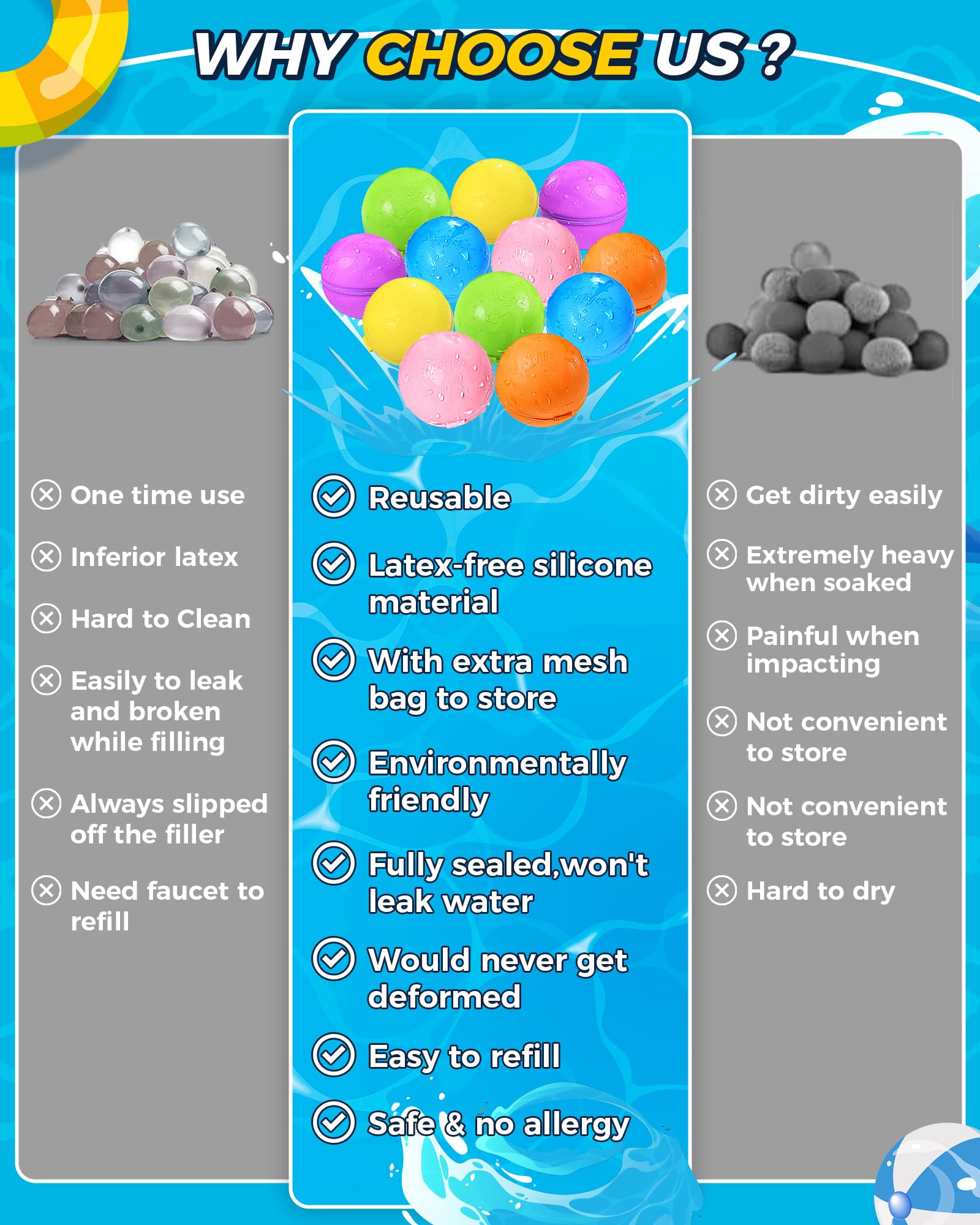 Tlitlimom Reusable Water Balloons – Self-Sealing 18-Pack for Kids 3–12