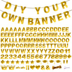 TMTECHJS 131 PCS Golden Letter Banner Set — DIY Birthday & Wedding Decor (5-inch)