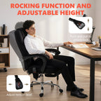 HOMCOM Office Chair with 6-point Vibration Massage and Heat, Fabric Desk Chair with Footrest, High Back, Black