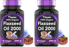 tnvitamins Organic Flaxseed Oil Softgels 2000 mg | 90 Softgels | Omega-3 | Non-GMO (Pack of 2)