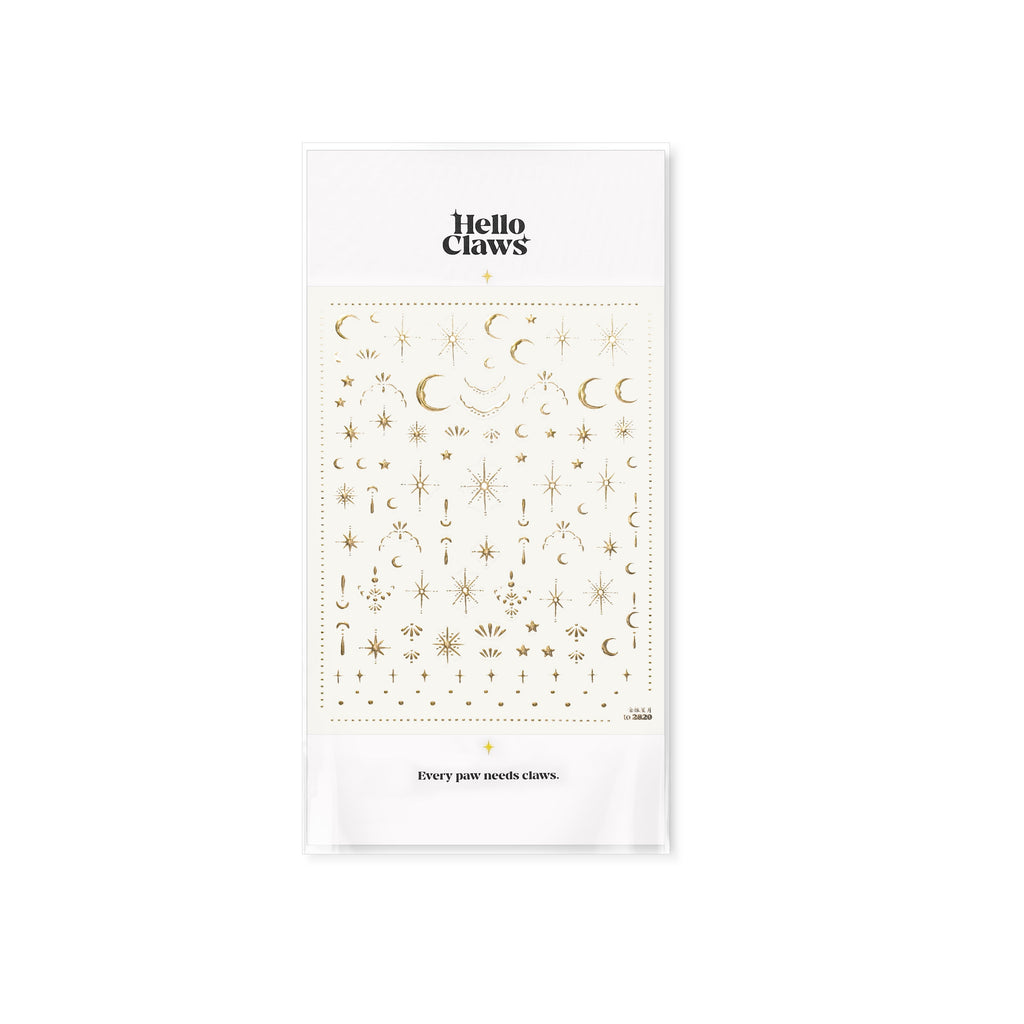 Hello Claws | Moon And Star Gold Silver Nail Deco Sticker