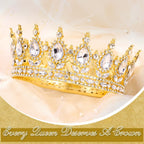 TOBATOBA Gold Queen Crown – Crystal Tiara for Weddings, Parties & Cake Topper