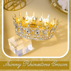 TOBATOBA Gold Queen Crown – Crystal Tiara for Weddings, Parties & Cake Topper