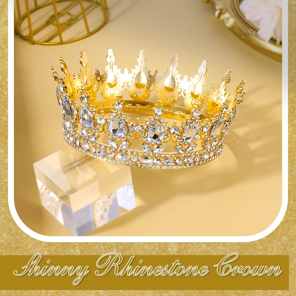 TOBATOBA Gold Queen Crown – Crystal Tiara for Weddings, Parties & Cake Topper