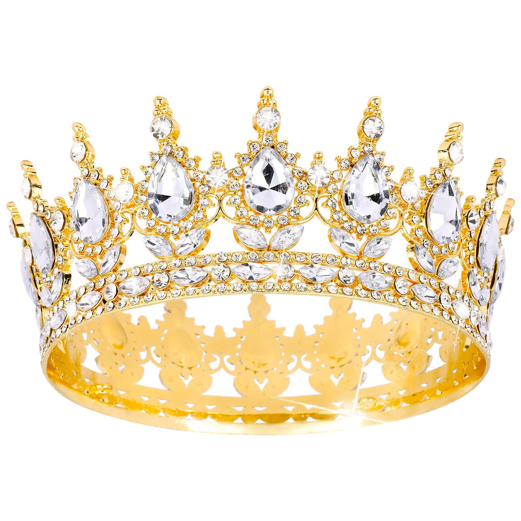 TOBATOBA Gold Queen Crown – Crystal Tiara for Weddings, Parties & Cake Topper