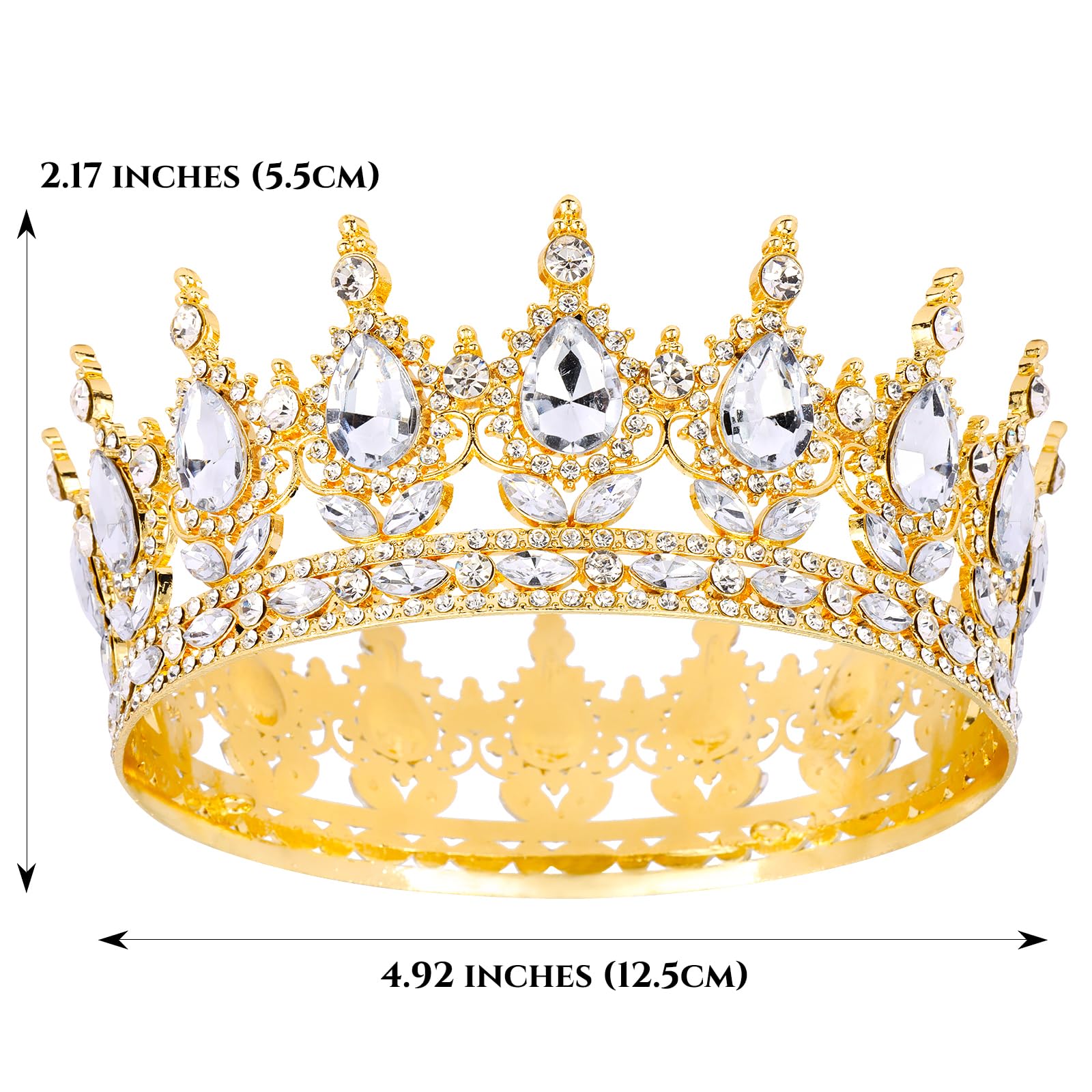 TOBATOBA Gold Queen Crown – Crystal Tiara for Weddings, Parties & Cake Topper