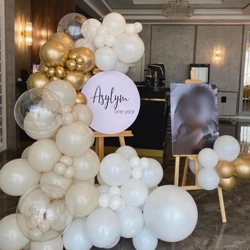 Togvu White & Gold Balloons – 12-Inch Beige Gold Metallic Latex for Boho Birthdays & Weddings