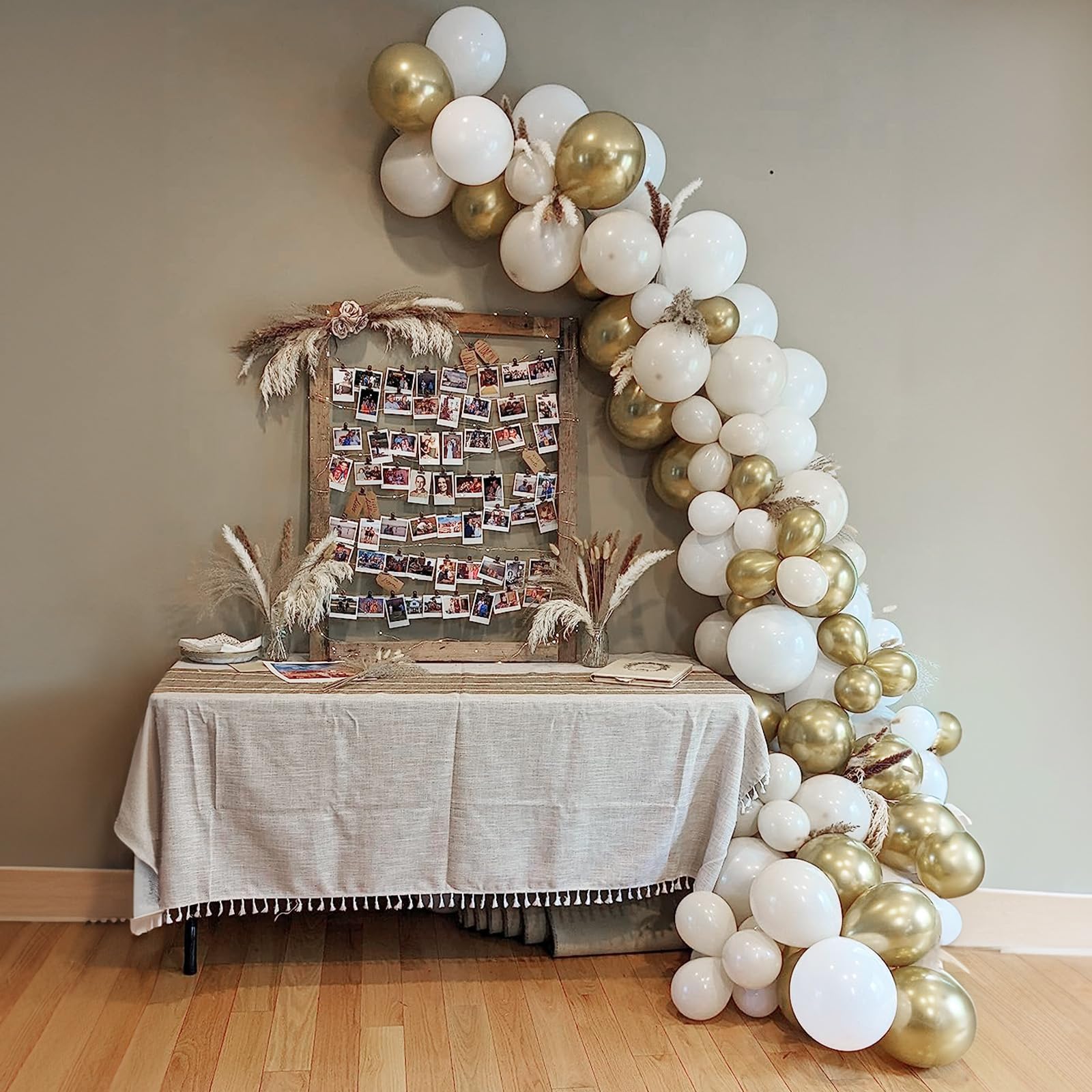 Togvu White & Gold Balloons – 12-Inch Beige Gold Metallic Latex for Boho Birthdays & Weddings