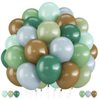 TOGVU Blue Green Brown Balloons 12in – Sage Green & Dusty Blue for Dinosaur Jungle Theme Birthdays & Baby Showers