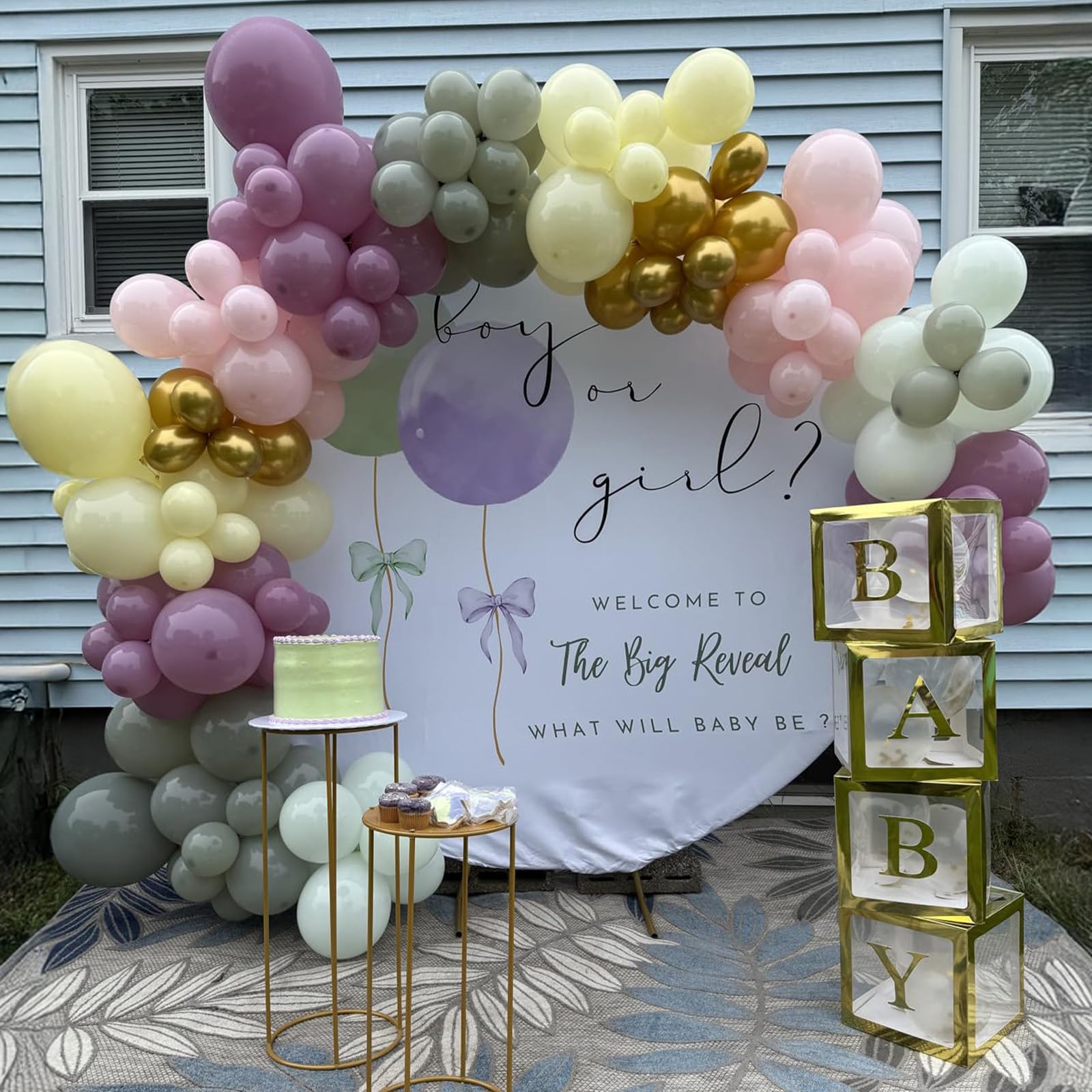 Togvu Dusty Green Purple Pink Balloons - 60 Pack, 12in Confetti Gold for Baby Showers & Weddings