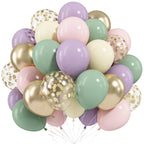 Togvu Dusty Green Purple Pink Balloons - 60 Pack, 12in Confetti Gold for Baby Showers & Weddings