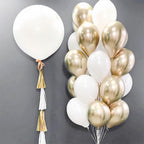 Togvu White & Gold Balloons – 12-Inch Beige Gold Metallic Latex for Boho Birthdays & Weddings