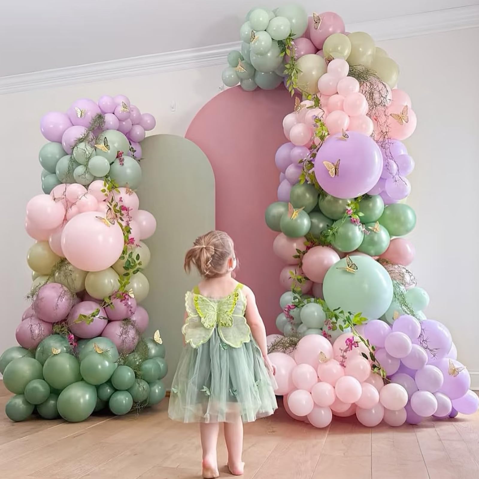 Togvu Dusty Green Purple Pink Balloons - 60 Pack, 12in Confetti Gold for Baby Showers & Weddings