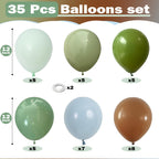 TOGVU Blue Green Brown Balloons 12in – Sage Green & Dusty Blue for Dinosaur Jungle Theme Birthdays & Baby Showers