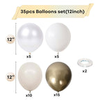 Togvu White & Gold Balloons – 12-Inch Beige Gold Metallic Latex for Boho Birthdays & Weddings