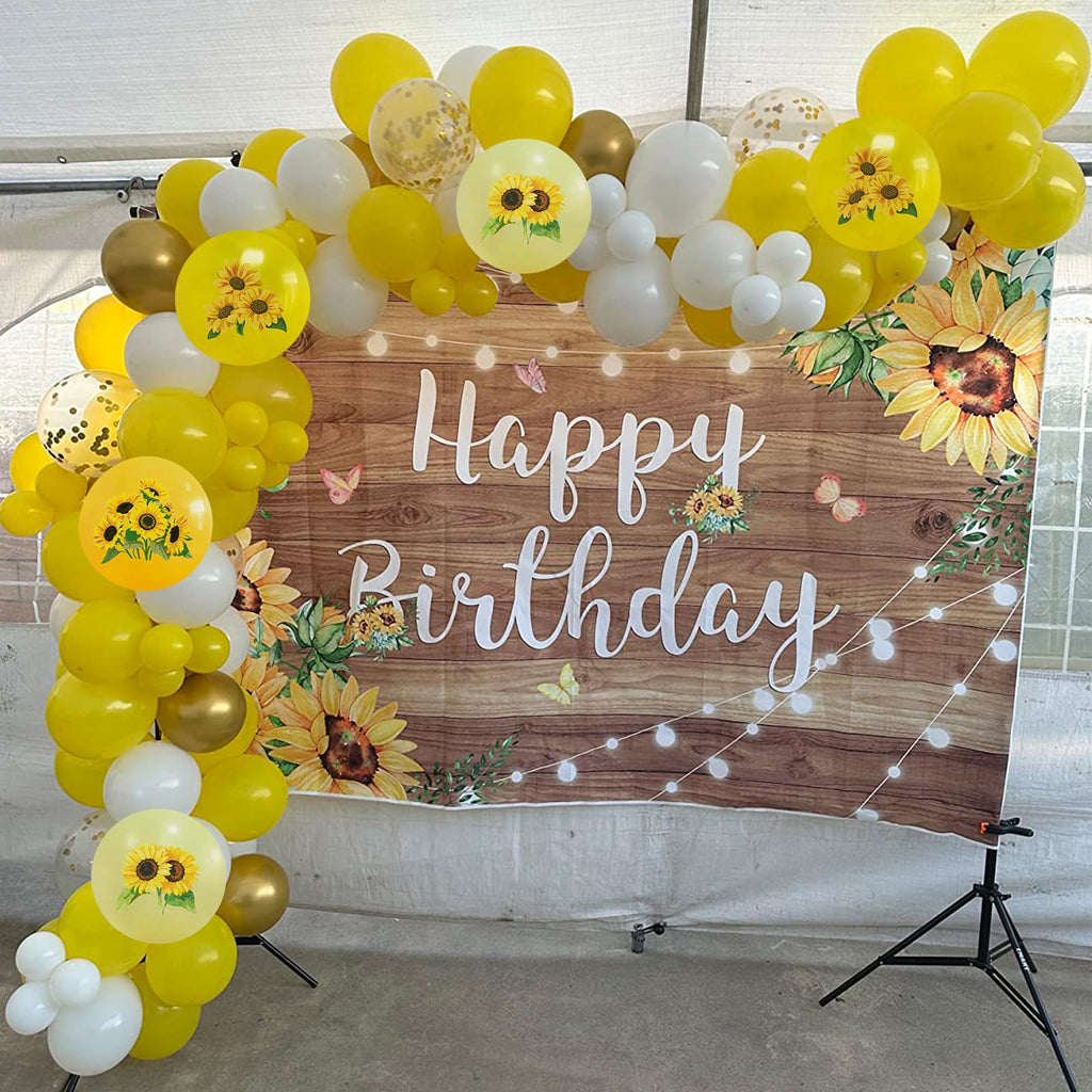 Togvu Sunflower Yellow Gold Balloons – 12in Bee Theme with Metallic Confetti