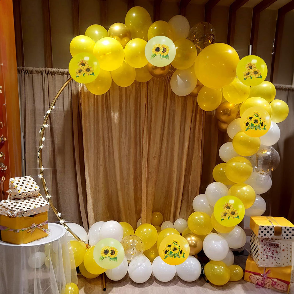 Togvu Sunflower Yellow Gold Balloons – 12in Bee Theme with Metallic Confetti