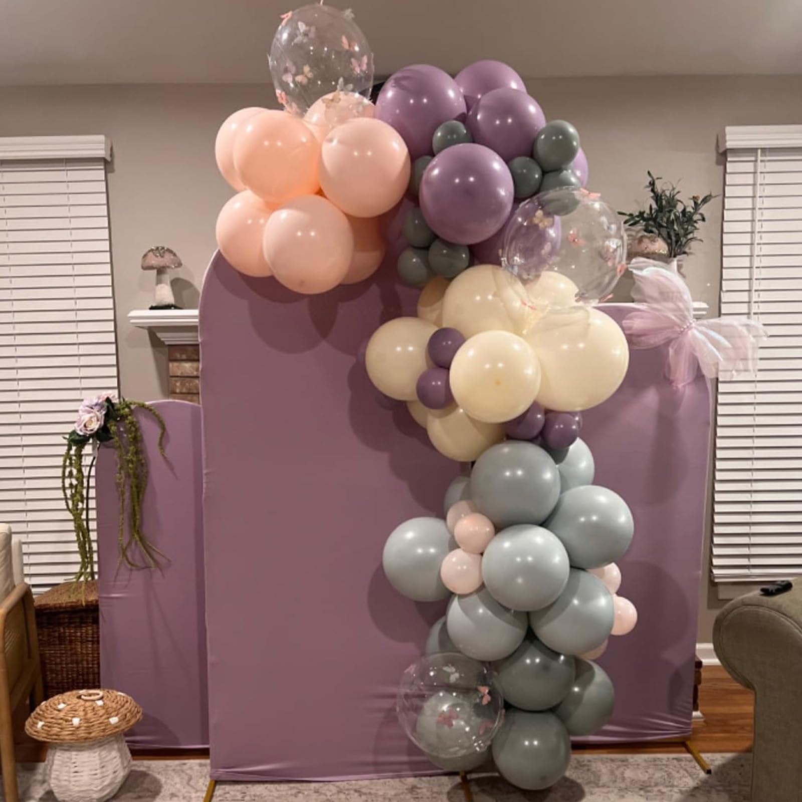 Togvu Dusty Green Purple Pink Balloons - 60 Pack, 12in Confetti Gold for Baby Showers & Weddings