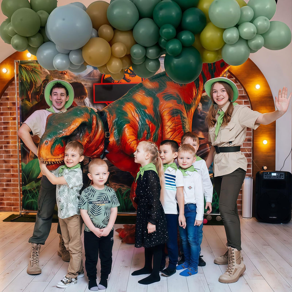 TOGVU Blue Green Brown Balloons 12in – Sage Green & Dusty Blue for Dinosaur Jungle Theme Birthdays & Baby Showers