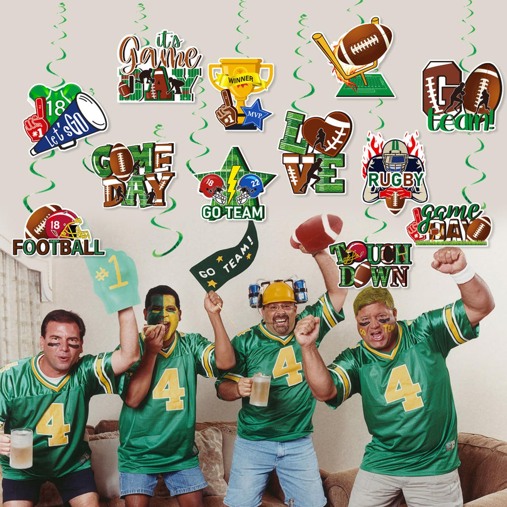 Tomario 53PCS Football Party Decorations Kit — Go Team Banner & Swirl Set