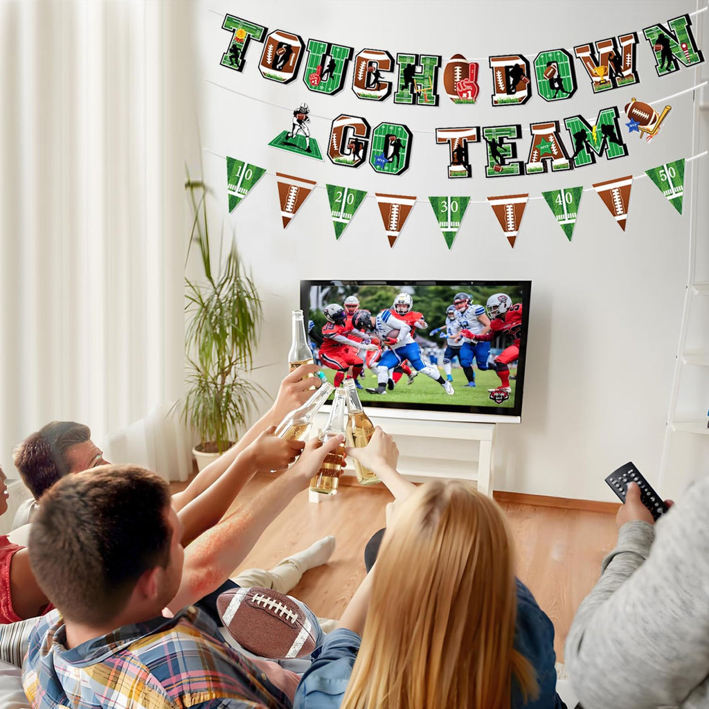 Tomario 53PCS Football Party Decorations Kit — Go Team Banner & Swirl Set