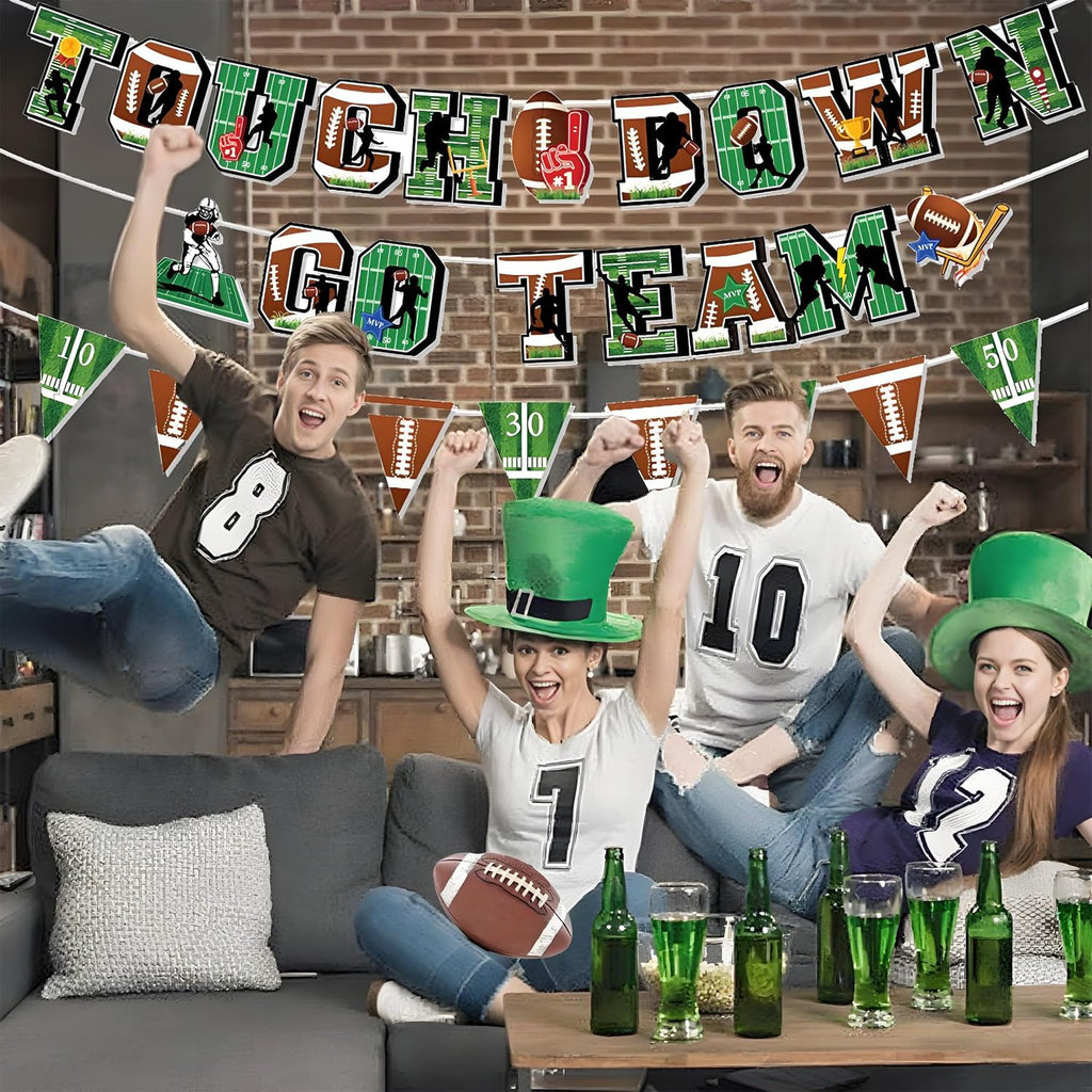 Tomario 53PCS Football Party Decorations Kit — Go Team Banner & Swirl Set