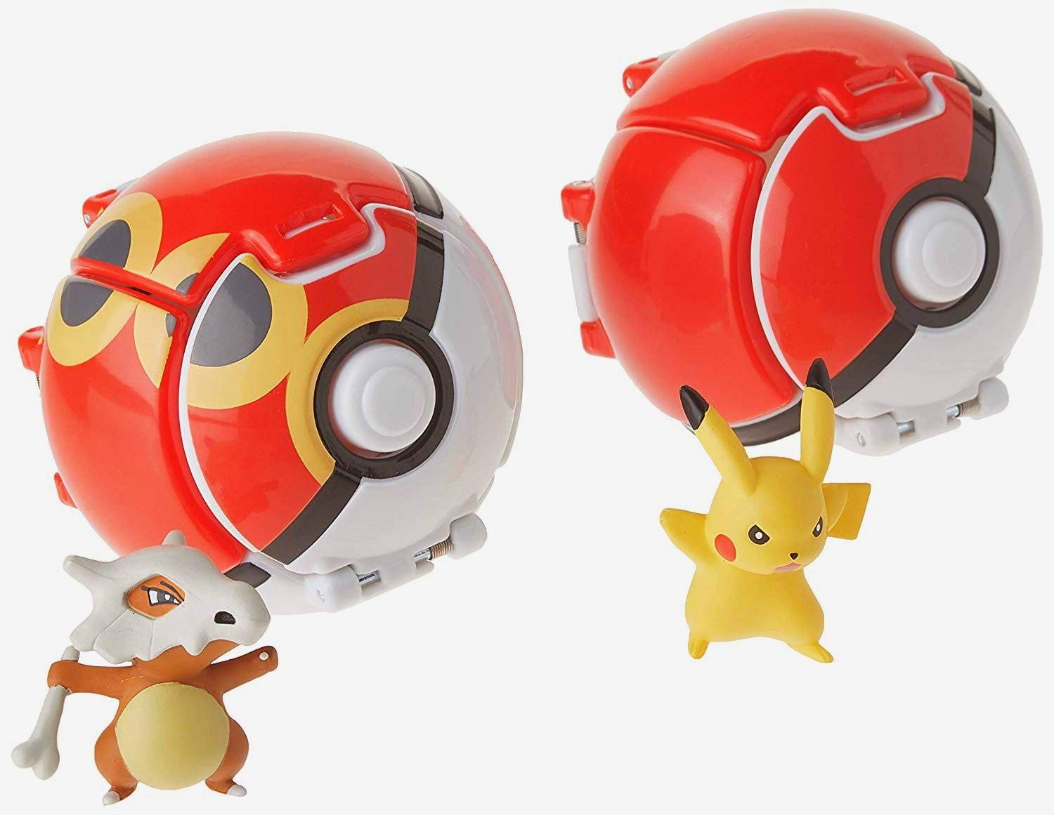 Tomy Pokemon Throw 'N' Pop Duel Pikachu Pokeball & Cubone Repeat Ball Figures