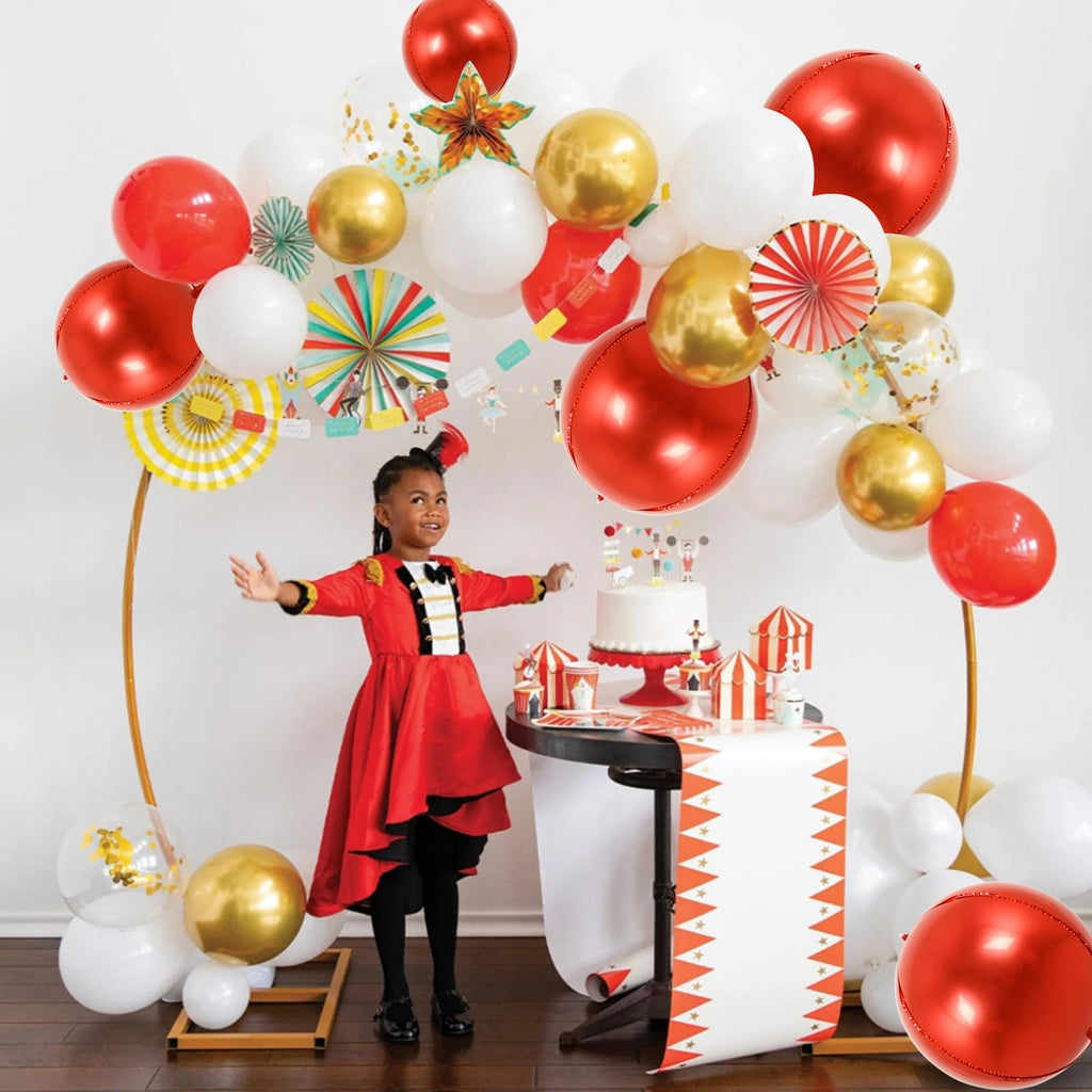 TONIFUL 16Pcs Red 4D Giant Round Foil Balloons – 22/18/15/10 inch Party Decorations Kit