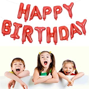 TONIFUL Red Happy Birthday Balloons – 16-Inch Foil Letter Banner, Reusable Party Decor
