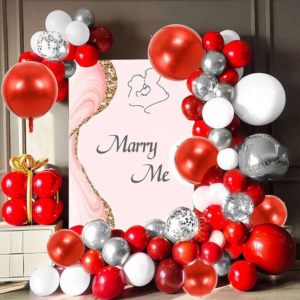 TONIFUL 16Pcs Red 4D Giant Round Foil Balloons – 22/18/15/10 inch Party Decorations Kit