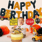TONIFUL 16-Inch Black & Orange Happy Birthday Foil Letter Balloons Banner – Auto-Seal Mylar Letters for Parties