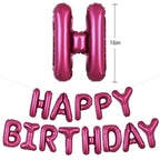 TONIFUL Happy Birthday Balloons Banner with Ribbon Straw - 16 Inch Mylar Letters, Reusable Party Decor (Wine Red)