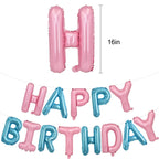 TONIFUL Happy Birthday Balloons Banner – 16-Inch Foil Letter Balloons, Reusable Party Decor (Light Pink & Blue)