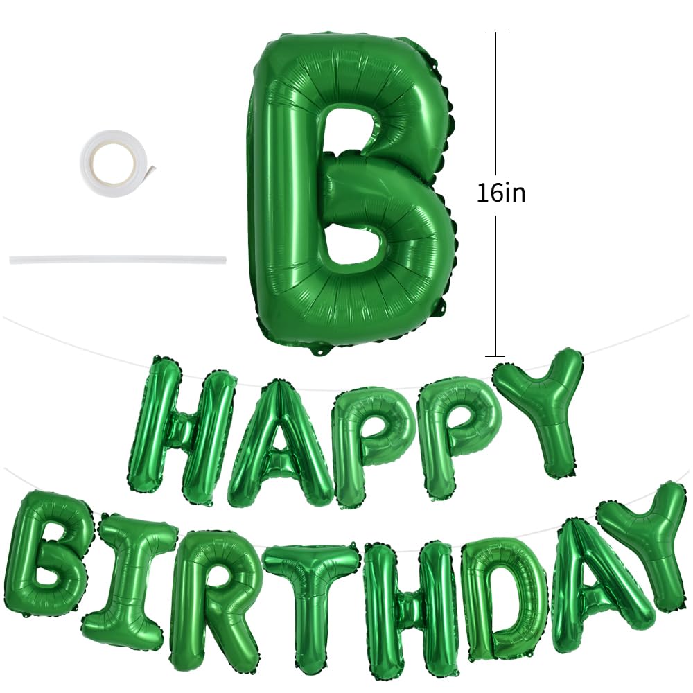 TONIFUL Green Happy Birthday Balloons Banner – 16-Inch Mylar Foil Letters, Reusable Birthday Sign for Kids & Adults, Graduation Party Supplies