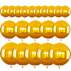 TONIFUL 16Pcs Gold 4D Giant Round Foil Balloons – 22/18/15/10in Mix Sizes