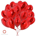 TONIFUL 30Pcs 18in Red Heart Balloons - Valentine's Day Foil Heart Decor for Romantic Weddings & Parties