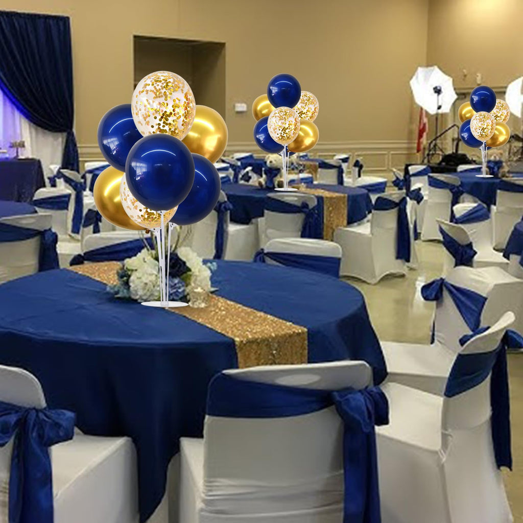 TONIFUL 4-Set Navy Blue Gold Balloon Centerpieces – Table Stand Kit for Graduation 2026