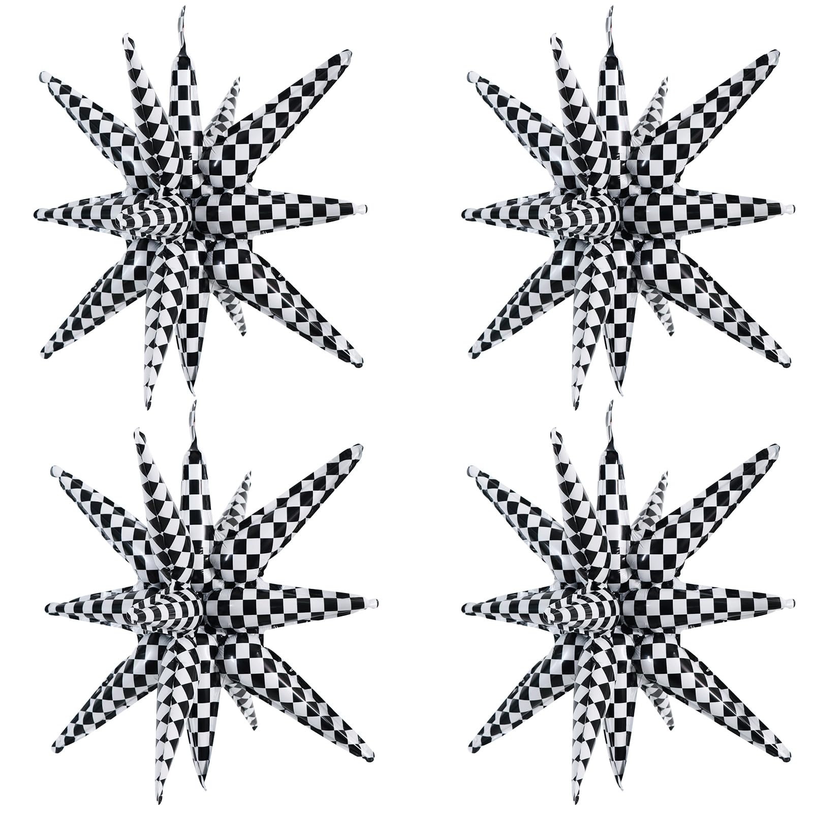 TONIFUL 22-Inch 4D Explosion Star Mylar Balloons – 4 Pack for Racing Theme Party Decor