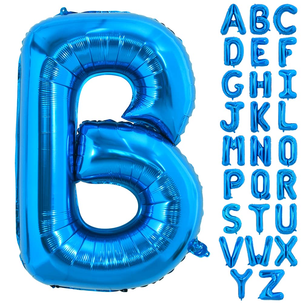 TONIFUL 40 Inch Blue Letter Balloon – Giant Alphabet Foil Balloons for Parties