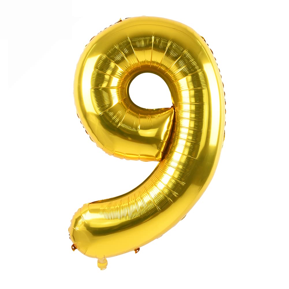 TONIFUL 40-Inch Gold Number Balloons 0-9 | Large Foil Mylar Numerals for Graduation, New Year & Birthday Celebrations