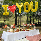 TONIFUL 40 Inch I Love You Balloons – Gold Foil Letter Heart Decor for Valentine’s Day