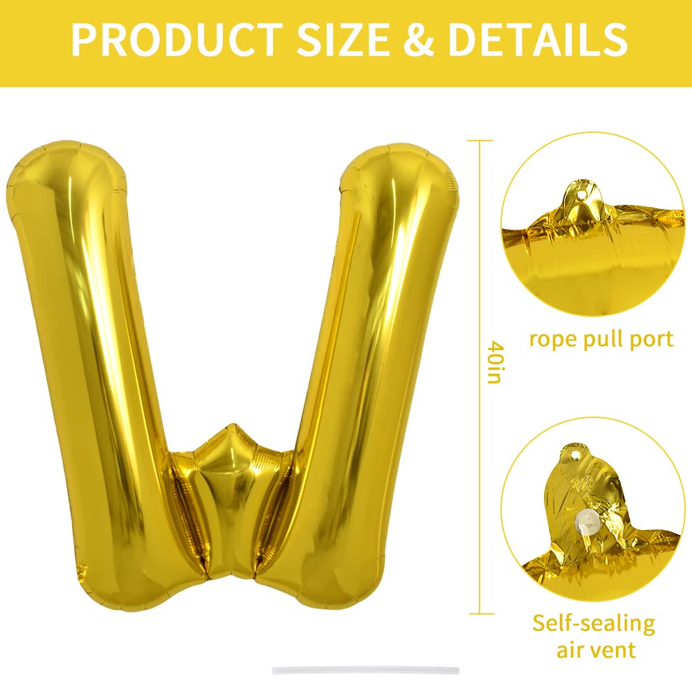 TONIFUL 40 Inch Gold Letter Balloon — Large Foil Letter Balloons for Parties