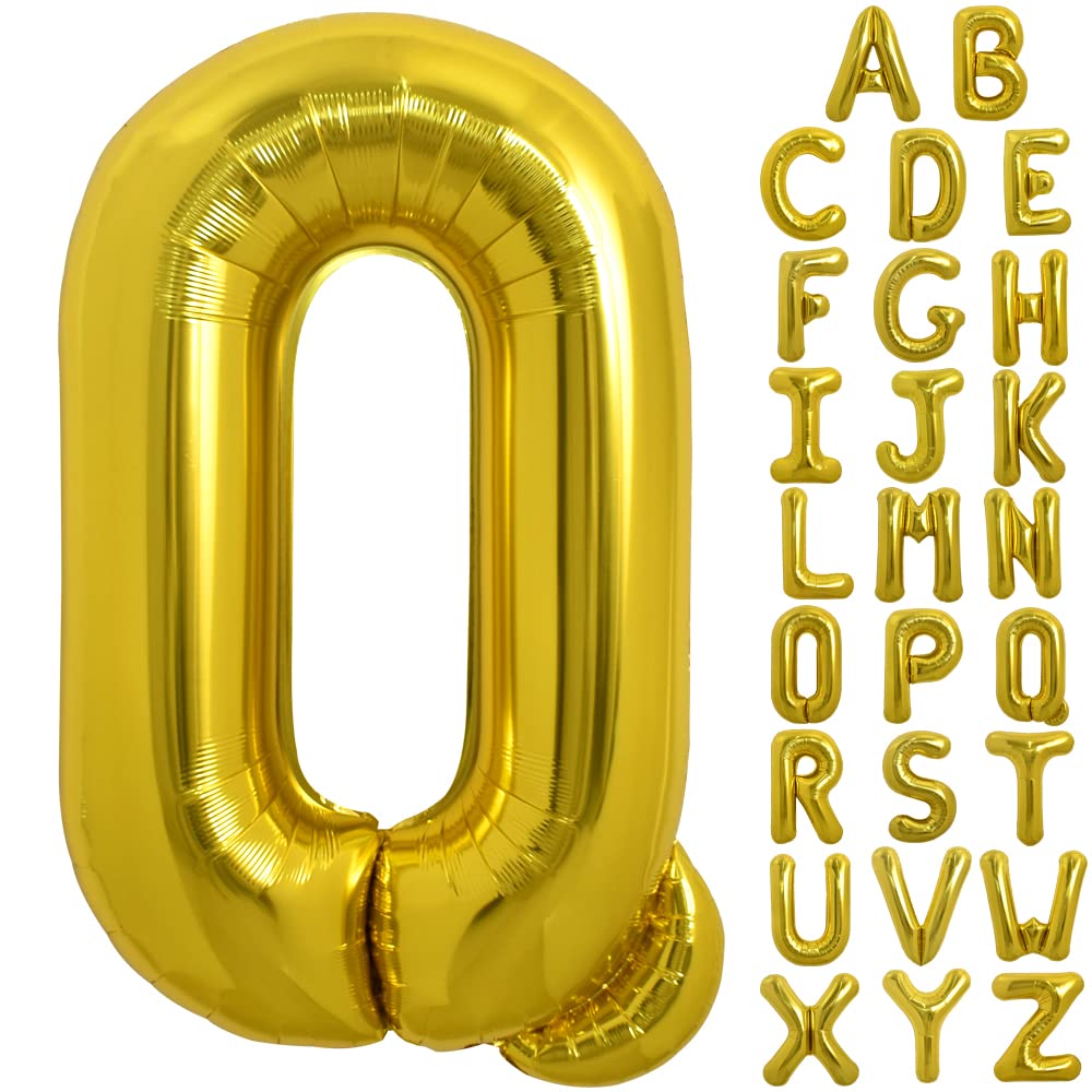 TONIFUL 40 Inch Gold Letter Q Balloon – Large Foil Balloons for Birthday & Party Decor