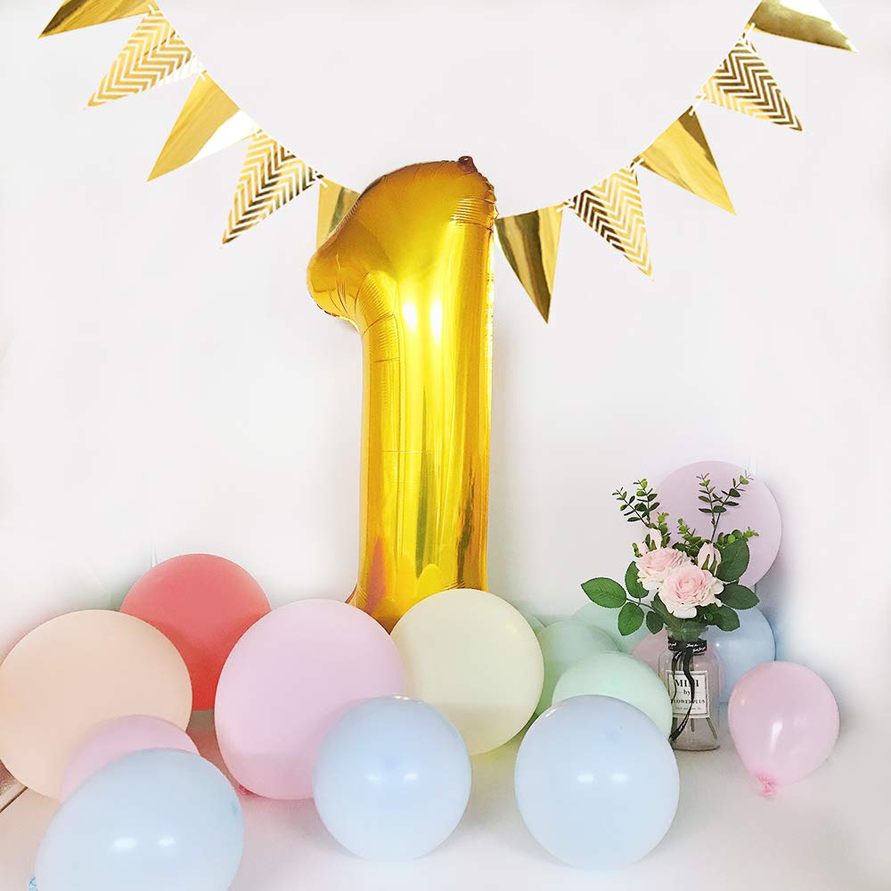 TONIFUL 40-Inch Gold Number Balloons 0-9 – Large Foil Mylar Numbers for Graduation, New Year, Birthday