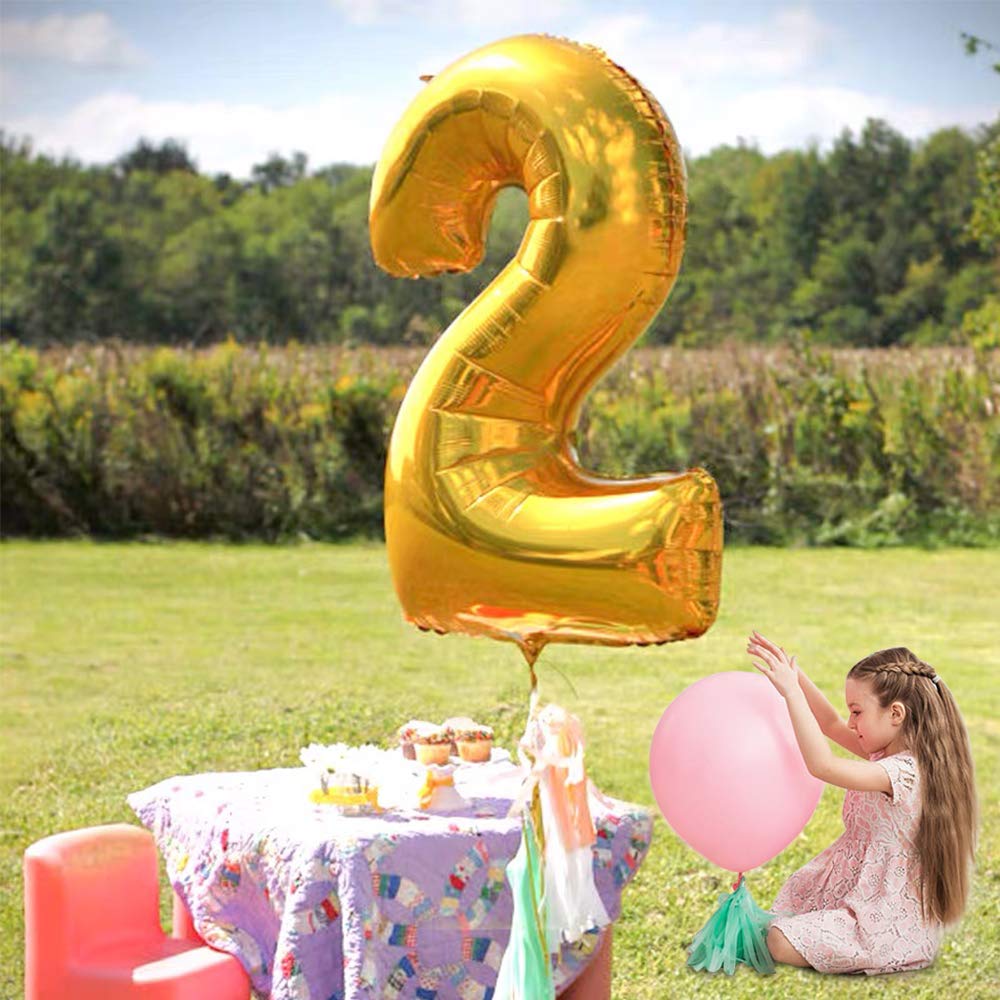 TONIFUL 40-Inch Gold Number Balloons 0-9 – Large Foil Mylar Numbers for Graduation, New Year, Birthday