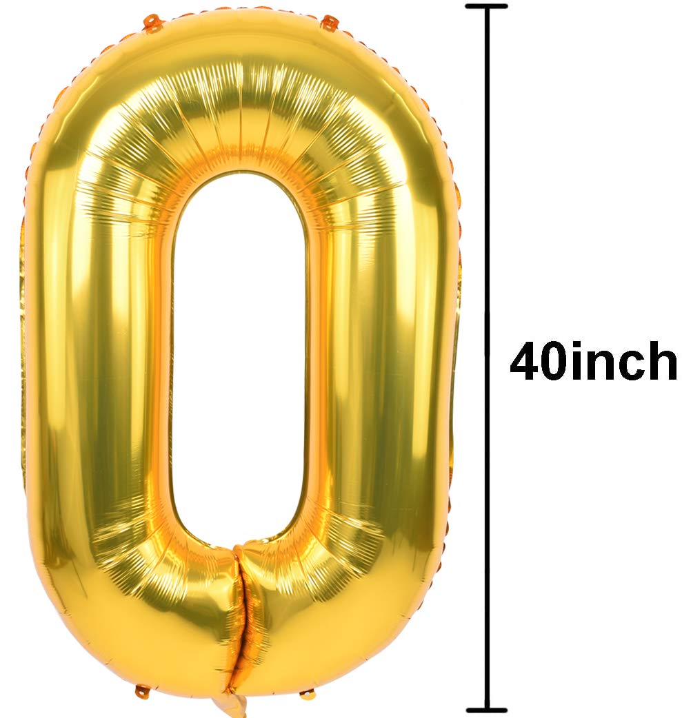 TONIFUL 40-Inch Gold Large Number Balloon (0-9) | Foil Mylar Balloons for Graduation, New Year, Birthday Parties