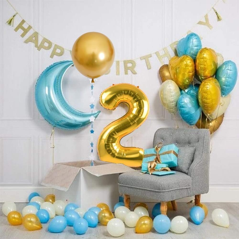TONIFUL 40-Inch Gold Number Balloons (0-9) | Foil Mylar Digits for Graduation, New Year & Birthday