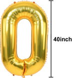 TONIFUL 40-Inch Gold Number Balloons (0-9) | Foil Mylar Digits for Graduation, New Year & Birthday