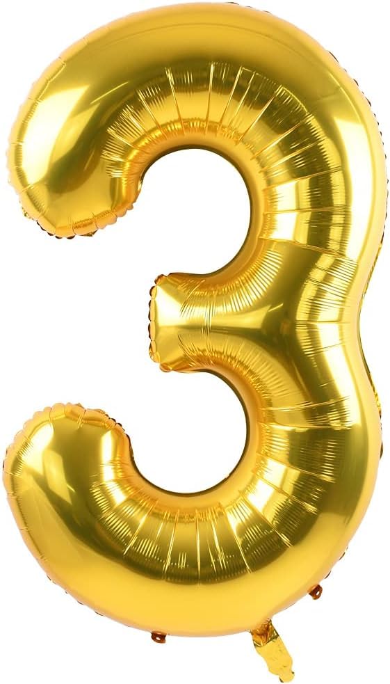 TONIFUL 40-Inch Gold Number Balloons (0-9) | Foil Mylar Digits for Graduation, New Year & Birthday